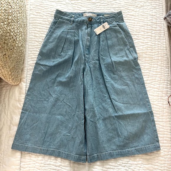 Anthropologie Pilcro & the Letterpress Wide Leg Crop Mina Chambray Culot… - Picture 6 of 6